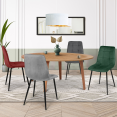 Set van 4 MILA stoelen in fluweelmix kleur groen, lichtgrijs, donkergrijs, bordeauxrood