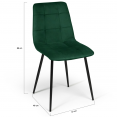 Set van 4 MILA stoelen in fluweelmix kleur groen, lichtgrijs, donkergrijs, bordeauxrood