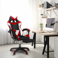 Fauteuil de gaming ALEX réglable avec repose-pied, coussin de tête et coussin lombaire noir blanc et rouge