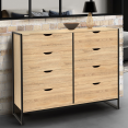 Commode 8 tiroirs DETROIT 115 cm design industriel