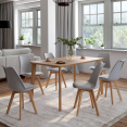 Set van 6 Scandinavische eetkamerstoelen SARA, lichtgrijs