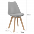 Lot de 6 chaises scandinaves SARA gris clair pour salle à manger