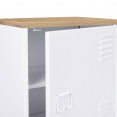 Table de chevet ESTER 1 porte métal blanc plateau façon hêtre design industriel