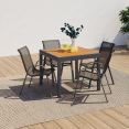 Tuinmeubelset POLY uitschuifbare tafel 90-180 CM en 8 stoelen hout en antracietgrijs