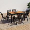 Salon de jardin POLY extensible table 135/270 cm et 12 chaises bois et noir