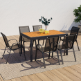 Salon de jardin POLY extensible table 135-270 CM et 12 chaises bois et gris foncé