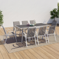 Tuinmeubelset POLY uitschuifbare tafel 90-180 CM en 8 stoelen wit en grijs