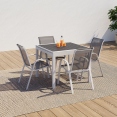 Tuinmeubelset POLY uitschuifbare tafel 90-180 CM en 8 stoelen wit en grijs