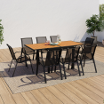 Tuinmeubelset POLY uitschuifbare tafel 90-180 CM en 8 stoelen hout en zwart