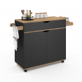 COSY XXL L.90 CM keuken dressoir met zwarte lade en beuken planken