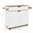 COSY XXL L.90 CM keuken dressoir met witte lade en beuken planken