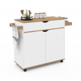 COSY XXL L.90 CM keuken dressoir met witte lade en beuken planken