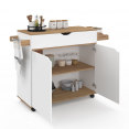 COSY XXL L.90 CM keuken dressoir met witte lade en beuken planken