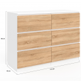 TOMI 110 cm 6-ladekast, wit en hout