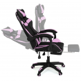 Fauteuil de gaming ALEX réglable avec repose-pied, coussin de tête et coussin lombaire noir et rose