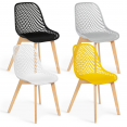 Set van 4 MANDY gemixte stoelen in zwart, lichtgrijs, wit en geel