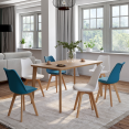 Set van 6 SARA Scandinavische stoelen, mix kleur eendenblauw x3 en wit x3