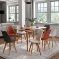 Set van 8 SARA Scandinavische stoelen mix kleur donkergrijs x2, terracotta x3, beige x3