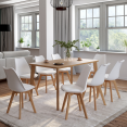 Set van 8 witte SARA Scandinavische eetkamerstoelen