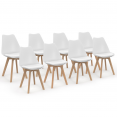 Set van 8 witte SARA Scandinavische eetkamerstoelen