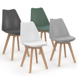 Set van 4 SARA Scandinavische stoelen, mix kleur lichtgrijs, wit, donkergrijs, groen