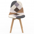 Set van 4 SARA Scandinavische patchwork stoelen, bruin