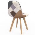 Set van 4 SARA Scandinavische patchwork stoelen, bruin