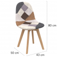 Set van 4 SARA Scandinavische patchwork stoelen, bruin