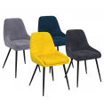 Lot de 4 chaises THALYA en velours mix color bleu, gris clair, gris foncé, jaune avec accoudoirs