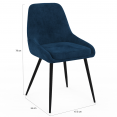 Set van 4 fluwelen THALYA-stoelen met gemengde kleuren in blauw, lichtgrijs, donkergrijs en geel met halve armleuningen