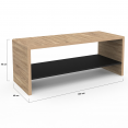 Table basse rectangulaire AMBRE double plateau 100 cm bois et noir