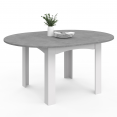 DONA ronde uitschuifbare eettafel 4-6 personen wit betonnen effect blad 120-160 cm