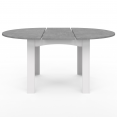 Table à manger extensible ronde DONA 4-6 personnes blanc plateau effet béton 120-160 cm