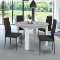 DONA ronde uitschuifbare eettafel 4-6 personen wit betonnen effect blad 120-160 cm