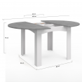 DONA ronde uitschuifbare eettafel 4-6 personen wit betonnen effect blad 120-160 cm