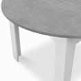 Table à manger extensible ronde DONA 4-6 personnes blanc plateau effet béton 120-160 cm