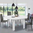 Table à manger extensible ronde DONA 4-6 personnes blanc 120-160 cm