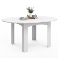 Table à manger extensible ronde DONA 4-6 personnes blanc 120-160 cm