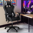 CARTER gaming fauteuil met 4D opklapbare armleuningen en verstelbare hoogte, zwart en wit