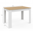 ROZY 4-persoons eettafel met witte poten en 110 cm houten blad