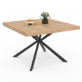 ALIX vierkante eettafel, hout en zwarte spinpoot, 8 personen, 120 cm