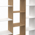 Etagère bibliothèque COLETTE avec 11 compartiments blanc et effet bois H.143 cm