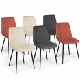 Set van 6 MILA stoelen in fluweelmix kleur terracotta x2, donkergrijs x2 en beige x2