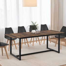 Table à manger extensible rectangle HAWKINS 6-10 personnes bois foncé 160-200 cm