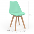 Set van 6 SARA Scandinavische stoelen mix pastelkleuren geel, wit, lichtgrijs x2, mintgroen x2