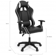 CARTER gaming fauteuil met 4D opklapbare armleuningen en verstelbare hoogte, zwart en wit