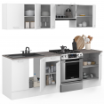 Complete 240 cm SUBTIL keuken met 7-element wit werkblad en betonnen blad