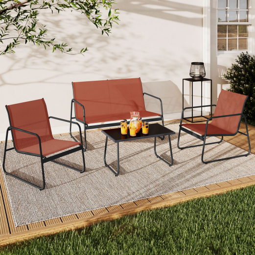 MALAGA 4-zits tuinset met bank, fauteuils en terracotta tafel