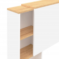 Tête de lit sur pied extensible avec chevets coulissants CATBA pour lit 140 et 160 cm blanc et façon bois