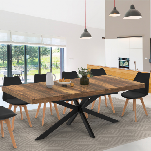 ALIX uitschuifbare eettafel HAWKINS donker hout blad 8 personen 160 cm